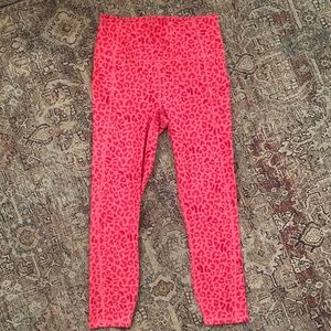 fabletics pink and red cheetah leggings